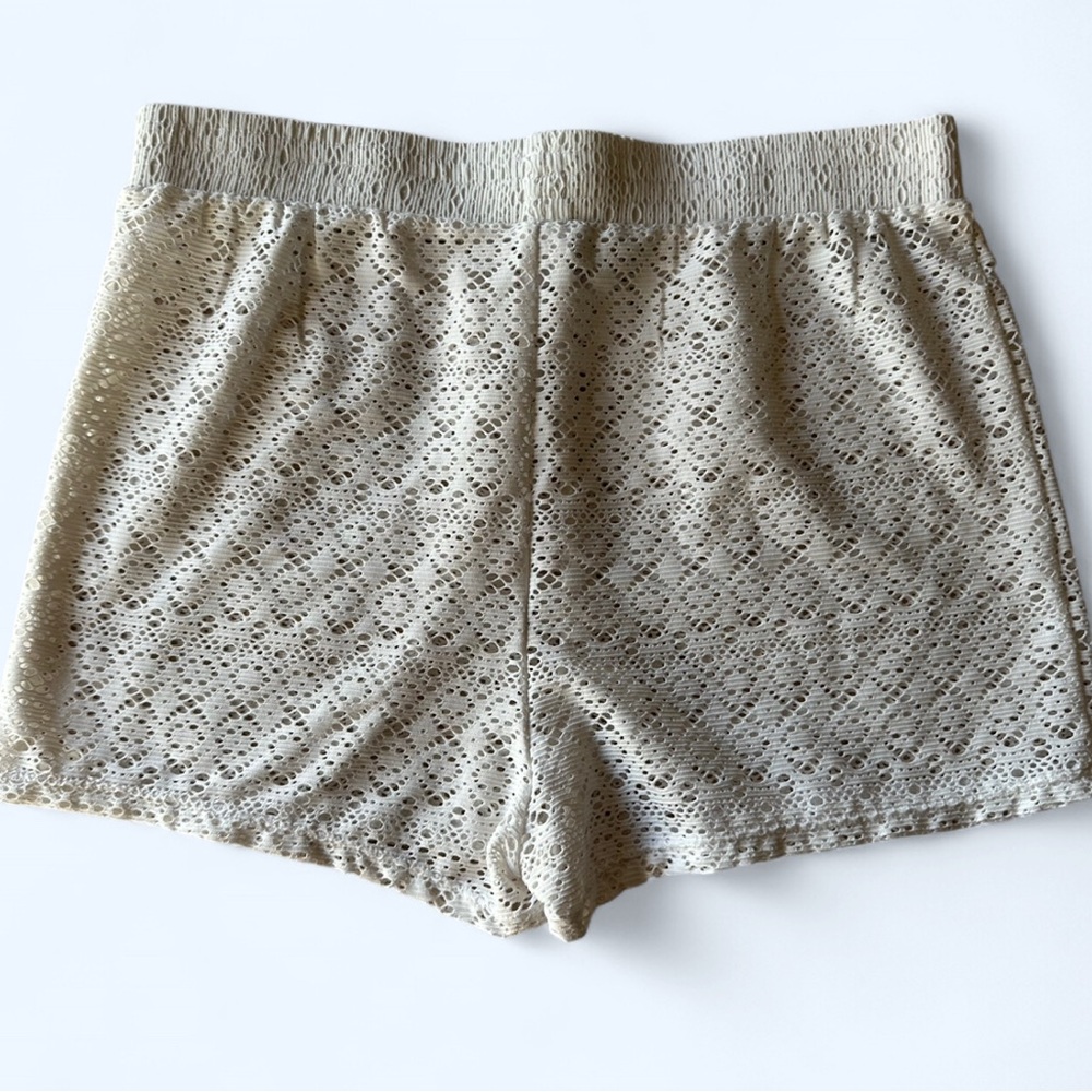 Angel Beach White Lace shorts swimsuit coverup